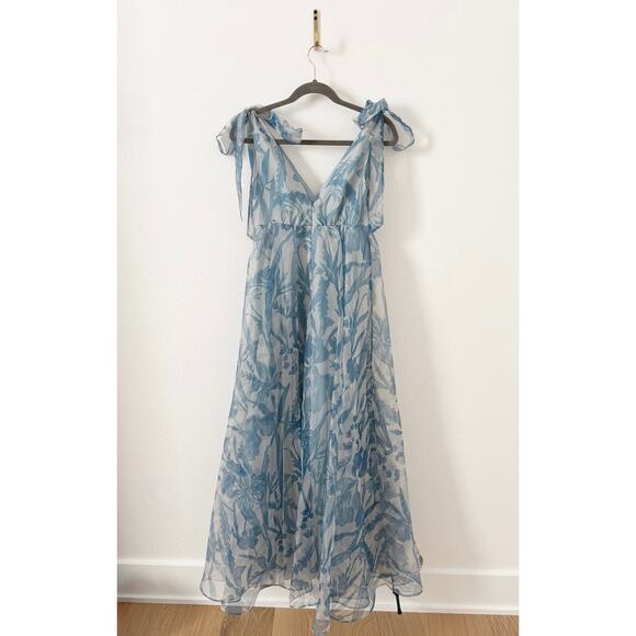 Staud Dandelion Tiestrap Floral Blue Maxi Dress US 2 - Picture 3 of 7